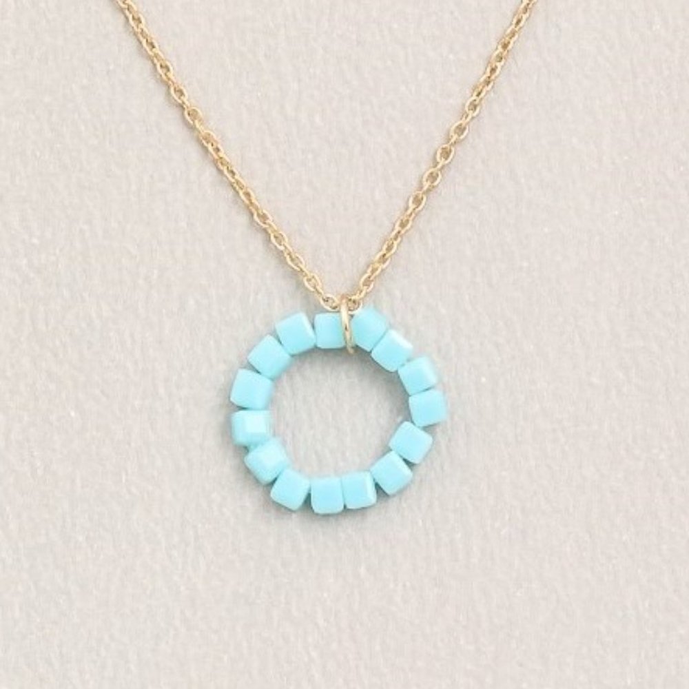 Turquoise Circle Beaded Necklace